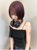 丸みボブ　ラベンダーアッシュ　20代30代　顔周りカット