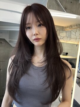 サイン 表参道(SIGN) 韓国ヘアーハッシュカットレイヤーカットグレージュブリーチ無し