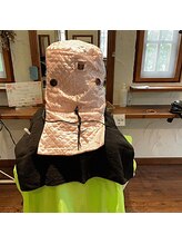 栄養を髪の内部まで浸透させるためにホットターバンで加温Time