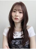 ミニウルフレイヤーカット顔周り前髪韓国ミディアムロング/原宿