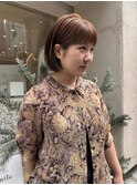 ライトブラウン×顎ラインボブ