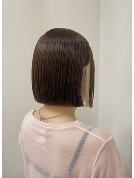 ヘアーメイクパウダー 天王寺寺田町店(Hair make powder) 大人可愛い20代30代40代50代切りっぱなしボブイヤリングカラー