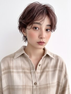 ニュアンスショートパーマ×くせ毛風パーマ×小顔ヘアp川口