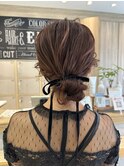 三軒茶屋_ヘアアレンジ_ヘアセット_シニヨン_リボン_お呼ばれ
