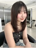 韓国風/ミディアムレイヤー/ワンホン/グレージュ/横浜駅