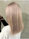 ピンクページュ/ダブルカラー/ケアブリーチ/シンプルストレート
