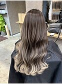 ハイライトプルエクステ/外国人風カラーグレージュ/髪質改善