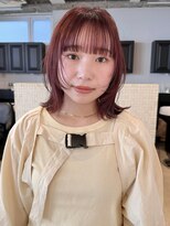 ディッセンバー 渋谷(December)&nbsp;顔まわりレイヤー/ミディアム/チェリーレッド/ワイドバング