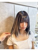 プルエクステミディアムデザインカラーブリーチなし姫カット