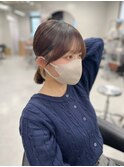 13752黒髪くびれヘア髪質改善レイヤーカット韓国ポニーテール