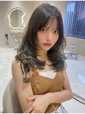 韓国ヘアーハッシュカットレイヤーカットグレージュブリーチ無し