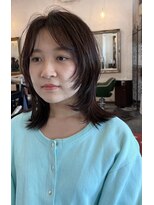 ロゴライフアットガーデン(logo life at garden)&nbsp;顔まわりレイヤー×外ハネミディ×透明感ブラウン