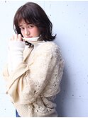 無造作感/シースルー前髪/くせ毛風/外ハネミディ/たまプラーザz