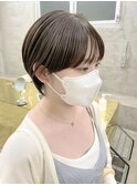 大人ショートボブ丸みショートカットマッシュショート前髪あり