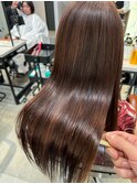 うねりを抑える縮毛矯正_ ダークアッシュ_ロング［東陽町］