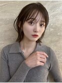 イメチェン外ハネボブ美髪ワイドバングミディアム縮毛矯正ボブ