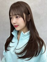 ロイ(Roi)&nbsp;髪質改善ケアストレートミルクブラウンナチュラルぱっつん前髪