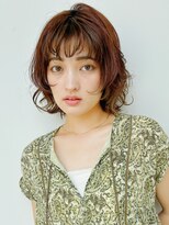 チェリーブラウン デジタルパーマ 伸ばしかけヘ イメチェン