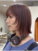 ボブ　顔まわりレイヤー　レッドカラー