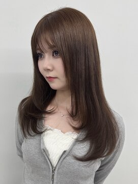 ラピステン 福岡天神 大名店(Lapis) ミルクティーブラウン/ブリーチなしダブルカラー/顔周レイヤー