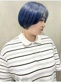 ＊かわいい愛されブルーカラー寒色系カラー前髪あり30代40代3