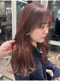 ブリーチなしダブルカラーモーヴピンクベージュシースルー前髪