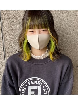 美容師 久保浦 可愛い楽しいインナーグラデーション+フェイスフレーミング