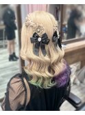 お花ねじりハーフツイン