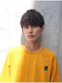 メンズセンターパートニュアンスパーマ毛流れメンズパーマ刈上げ