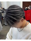 ホワイトシルバーアッシュバレイヤージュツーブロセンターパート