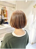 ぶつ切りボブ　切りっぱなし　丸みボブ　大人ボブ