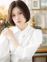 カバーヘア イヴ 戸頭店(COVER HAIR EVE)&nbsp;アシンメトリーかきあげ前髪小顔前下がりボブa戸頭20代30代40代