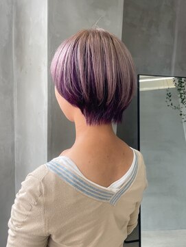 テトヘアー(teto hair) ラベンダー　マッシュショート　デザインカラー　インナーカラー