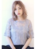 ハイトーンブリーチゆるカールミディアム