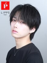 リップス 天神(LIPPS)&nbsp;ナチュラルシースルーフェザーパーマツーブロックウルフヘア黒髪