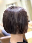 白髪ぼかしハイライト/大人女性ハイライト/ショートボブ