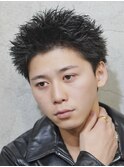 黒髪スパイキーショートアクティブショートアップバング