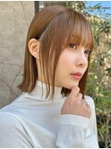 ボブ/レイヤーカット/髪質改善/ウェットヘア/オリーブベージュ