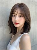 小顔前髪ワンカールレイヤーカット黒髪ネビージュボブルフ
