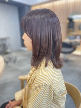 リファインド(REFINED) 髪質改善カラーでツヤツヤピンクベージュxロブ　　村田