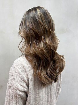 シオン(shion) 暗めカラーロングオリーブベージュグレージュ_ba540073