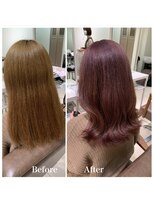 フォルテ 横浜店(FORTE)&nbsp;ロングヘア、グレージュカラー、ココアベージュ、黒髪縮毛