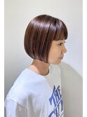 ブリーチハイライト　ミニボブ　ブラウンベージュ