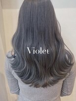 透明感ブルージュブルーグレージュ小顔ロングレイヤー美人巻き
