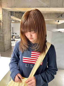 リール(rire) デザインカラーレイヤーカットウェットヘア夏オリーブベージュ