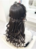 編み込みリボンヘア