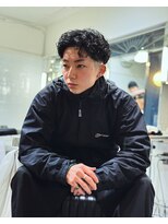 メリケンバーバーショップ フクオカ(MERICAN BARBERSHOP FUK)&nbsp;べリーショートダークアッシュニュアンスパーマ韓国マッシュ