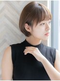 30代40代50代大人丸みショート/レイヤーボブ前髪あり/面長丸顔