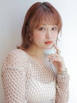 《Agu hair》オレンジブラウン×パーマ風カールロブ