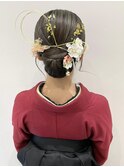 卒業式ヘア袴ヘア水引きアレンジ金箔ヘアシニヨン K0928